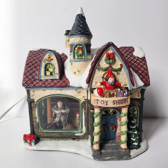 Saturday Evening Post Norman Rockwell Puppet Maker Christmas Toy Shop House - Picture 1 of 9